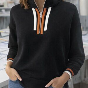 BRG51 Black Pullover with Zipper and Orange Stripe Leisure Wear